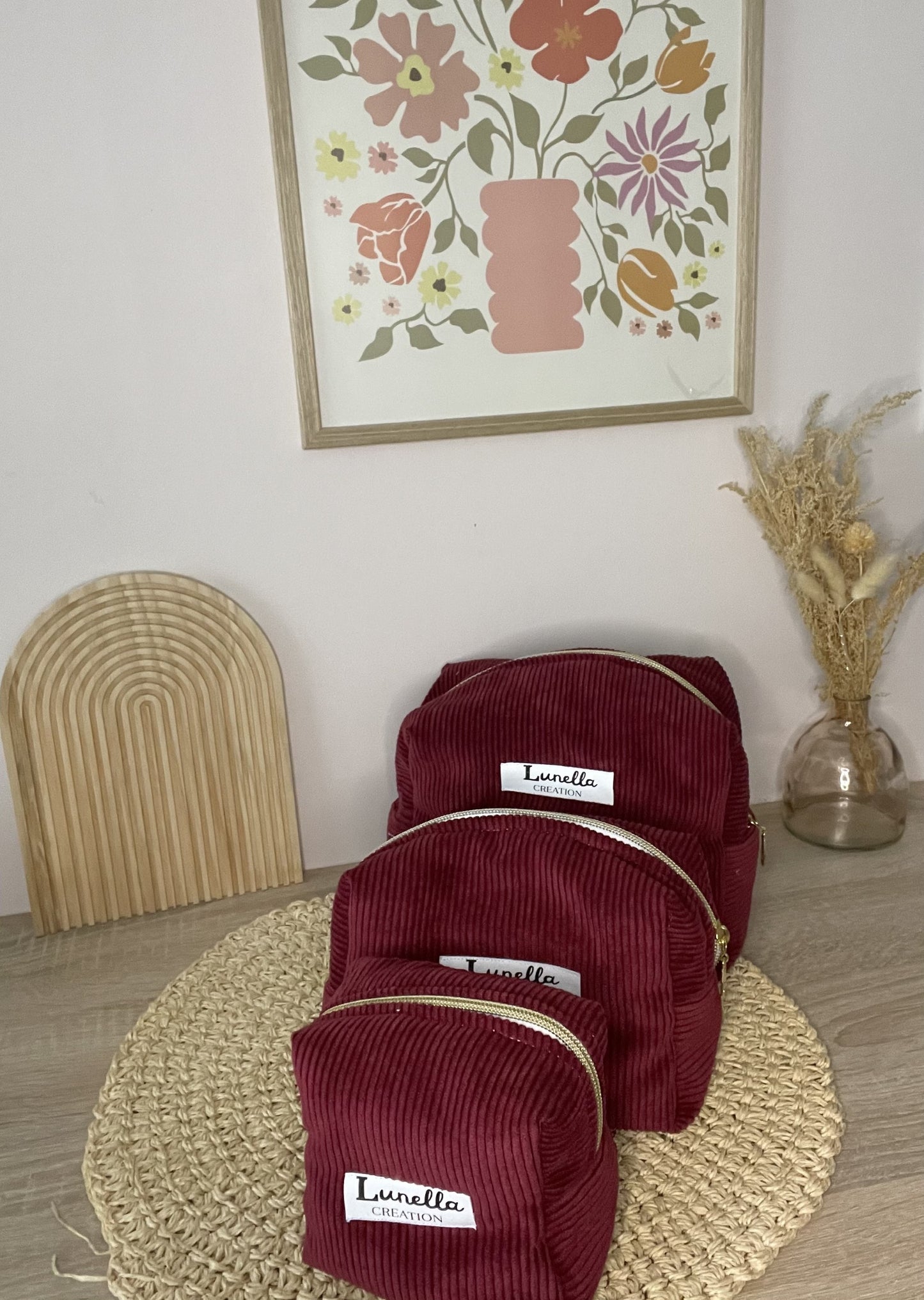 Trousse de toilette en velours côtelé