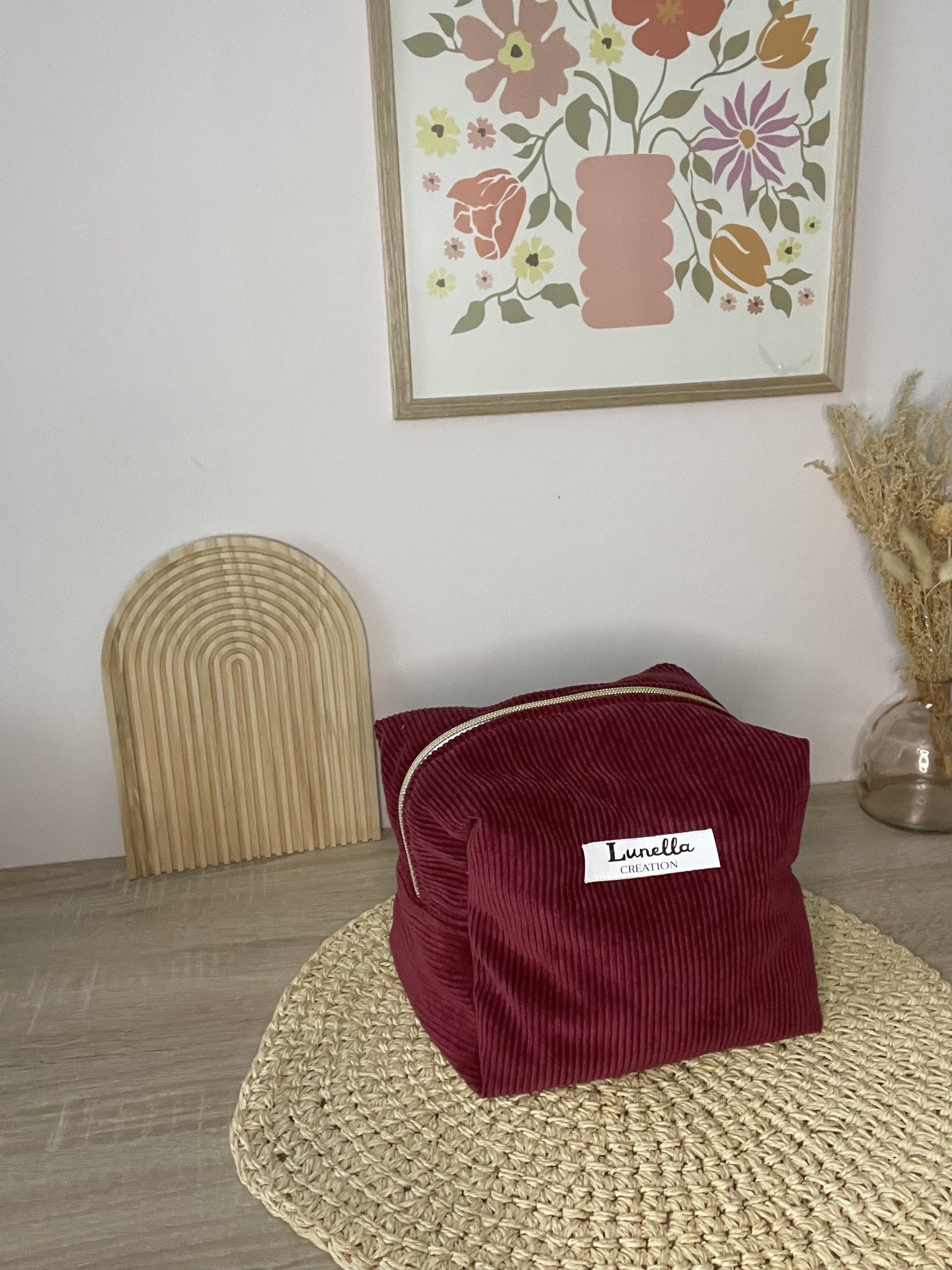 Trousse de toilette en velours côtelé