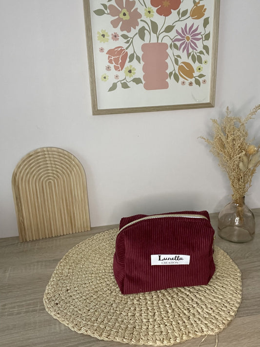 Trousse de toilette en velours côtelé