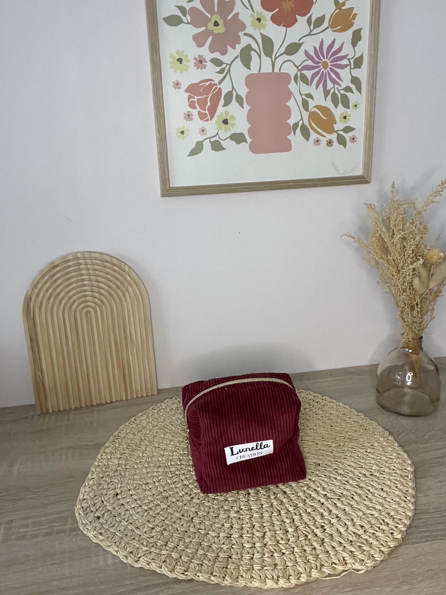 Trousse de toilette en velours côtelé