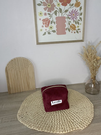 Trousse de toilette en velours côtelé