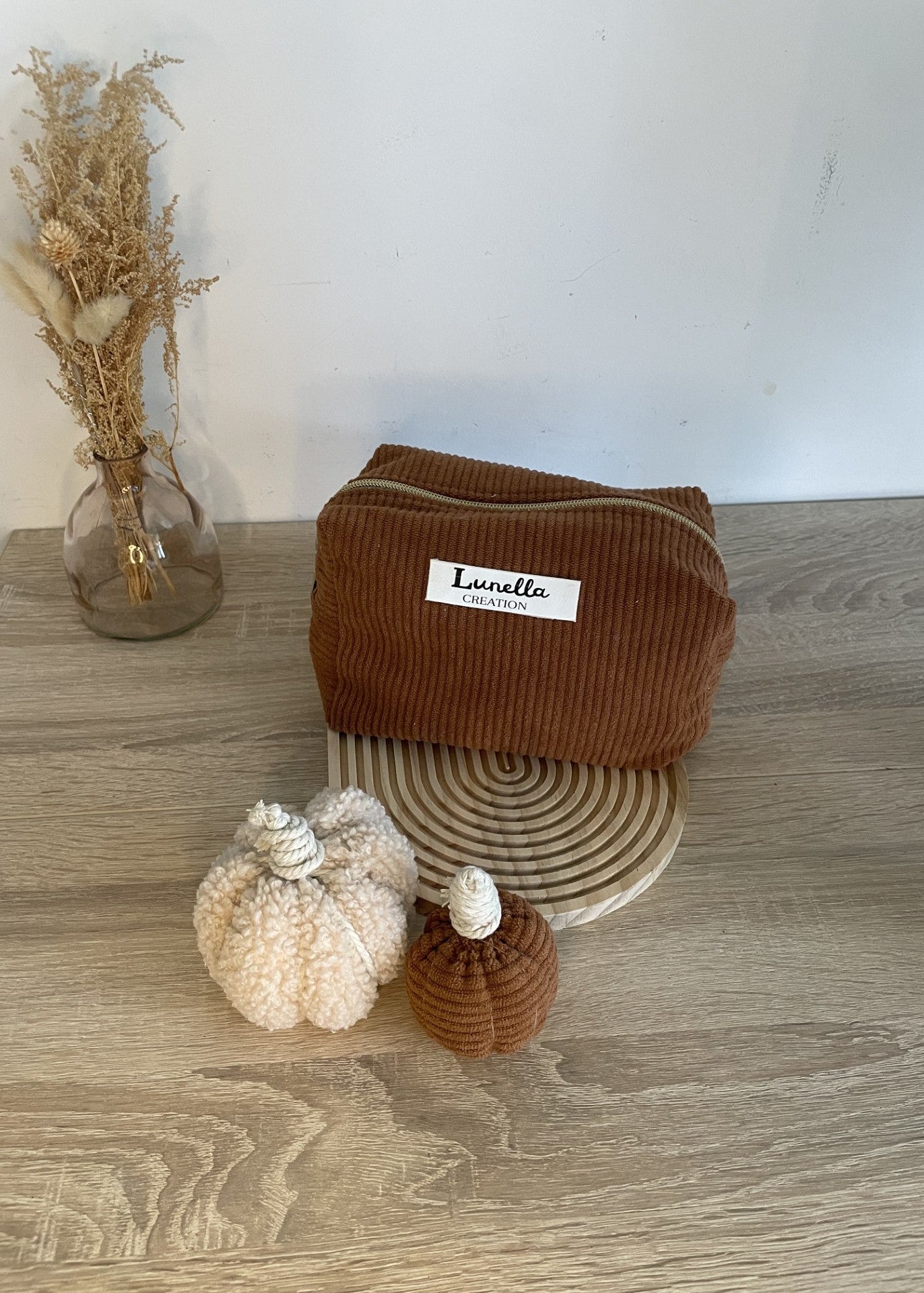 Trousse de toilette en velours côtelé