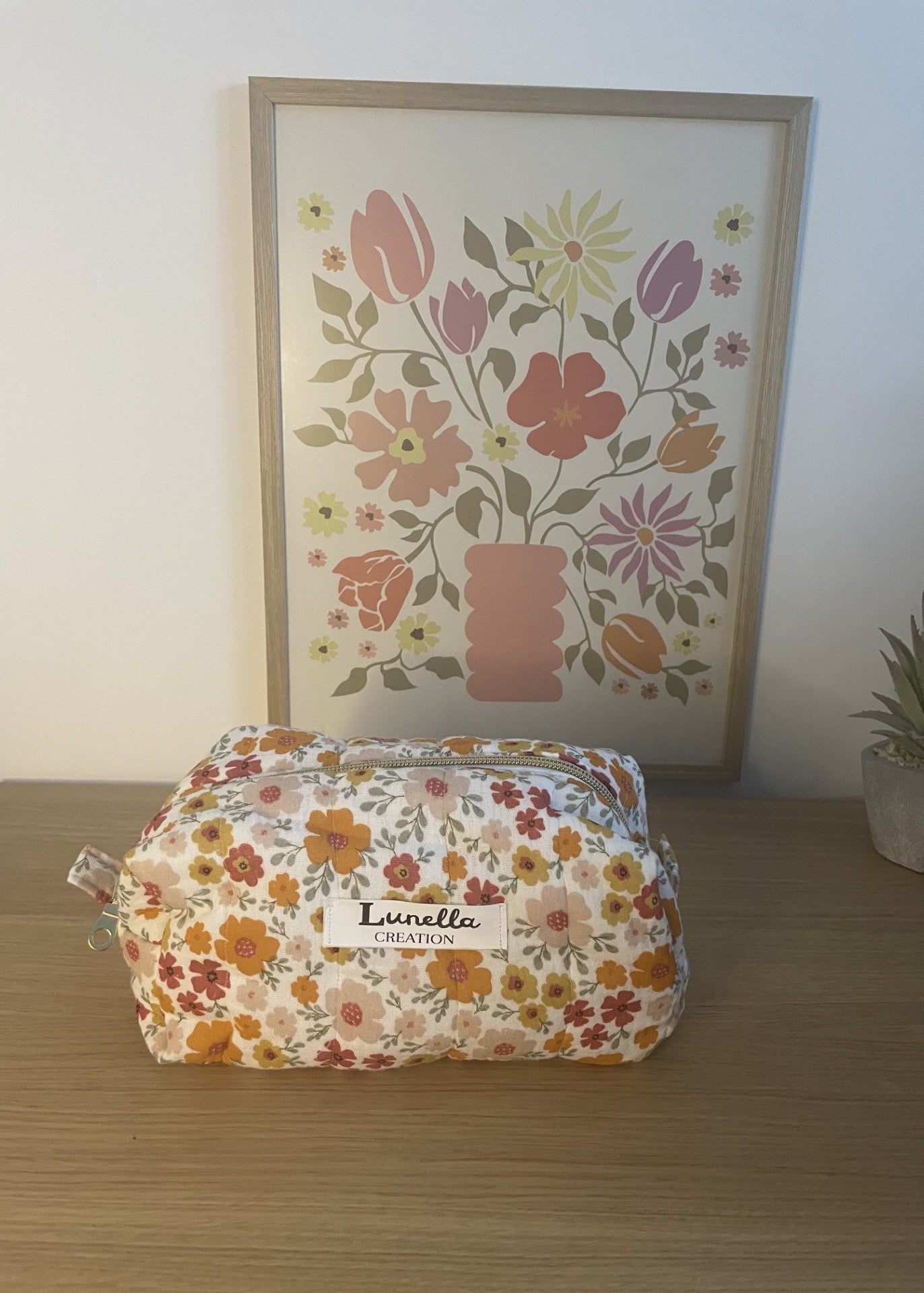 Trousse de toilette fleurie matelassée