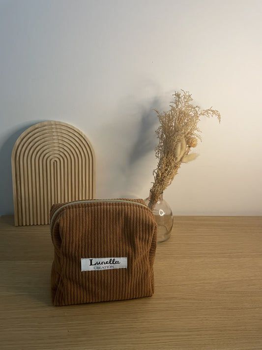 Trousse de toilette en velours côtelé